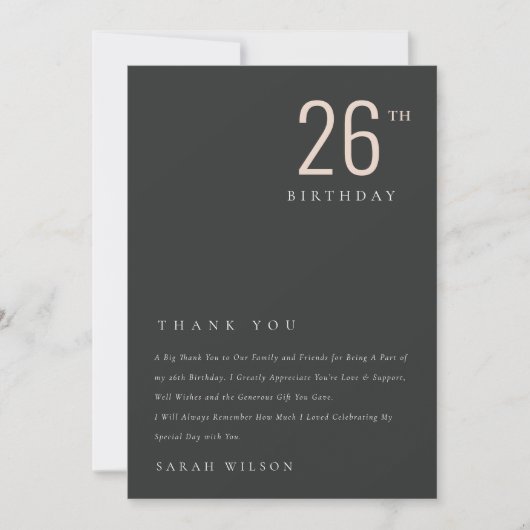 Elegant minimaal zwart zwart, elke dag van de leef bedankkaart (Voorkant)