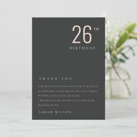 Elegant minimaal zwart zwart, elke dag van de leef bedankkaart (Staand voorkant)