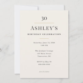 Elegant Minimal 30th Birthday Celebration Kaart