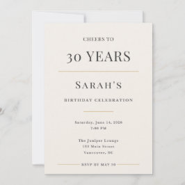 Elegant Minimal 30th Birthday Celebration Kaart