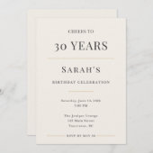 Elegant Minimal 30th Birthday Celebration Kaart (Voorkant / Achterkant)