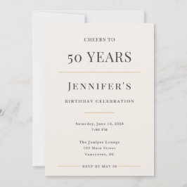 Elegant Minimal 50th Birthday Celebration Kaart