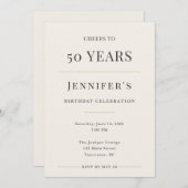 Elegant Minimal 50th Birthday Celebration Kaart (Voorkant / Achterkant)