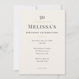 Elegant Minimal 50th Birthday Celebration Kaart