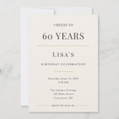 Elegant Minimal 60th Birthday Celebration Kaart (Voorkant)