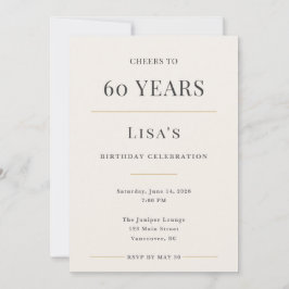 Elegant Minimal 60th Birthday Celebration Kaart
