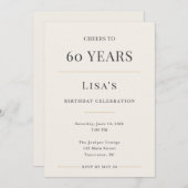 Elegant Minimal 60th Birthday Celebration Kaart (Voorkant / Achterkant)