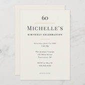 Elegant Minimal 60th Birthday Celebration Kaart (Voorkant / Achterkant)