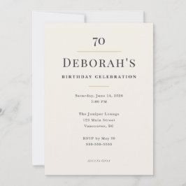Elegant Minimal 70th Birthday Celebration Kaart