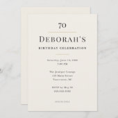 Elegant Minimal 70th Birthday Celebration Kaart (Voorkant / Achterkant)