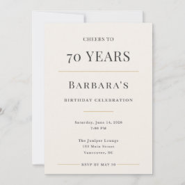 Elegant Minimal 70th Birthday Celebration Kaart