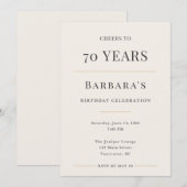 Elegant Minimal 70th Birthday Celebration Kaart (Voorkant / Achterkant)