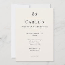 Elegant Minimal 80th Birthday Celebration