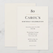 Elegant Minimal 80th Birthday Celebration Kaart (Voorkant / Achterkant)