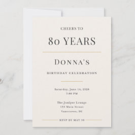 Elegant Minimal 80th Birthday Celebration Kaart