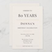 Elegant Minimal 80th Birthday Celebration Kaart (Voorkant / Achterkant)