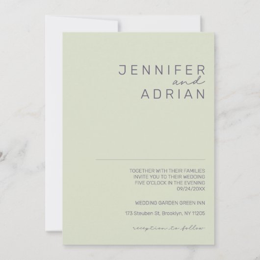 Elegant minimal beige Modern Simple Wedding Kaart (Achterkant)