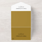 Elegant Minimal Beige Monogram Chic Modern Wedding All In One Uitnodiging (Buitenkant)