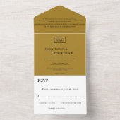 Elegant Minimal Beige Monogram Chic Modern Wedding All In One Uitnodiging (Binnen)