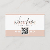 Elegant Minimal Biege Trendy Haarstylist QR Code Visitekaartje (Achterkant)