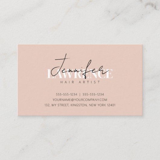 Elegant Minimal Biege Trendy Haarstylist QR Code Visitekaartje (Voorkant)