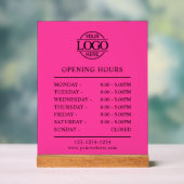 Elegant Minimal Bight Pink Business Opening Hours Acryl Bord (Neutraal)