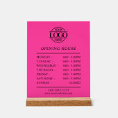 Elegant Minimal Bight Pink Business Opening Hours Acryl Bord (Voorkant)