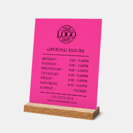 Elegant Minimal Bight Pink Business Opening Hours Acryl Bord