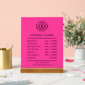Elegant Minimal Bight Pink Business Opening Hours Acryl Bord (Huwelijk)