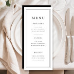 Elegant Minimal Black And White Menu<br><div class="desc">Elegant Minimal Black And White Wedding Menu.</div>