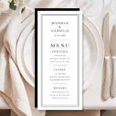 Elegant Minimal Black And White Wedding Menu