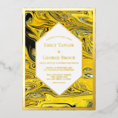 Elegant Minimal Black Gold Pastel Abstract Weddens Folie Uitnodiging (Voorkant)