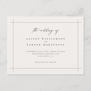 Elegant Minimal Black & Ivory Typography Wedding Uitnodiging Briefkaart