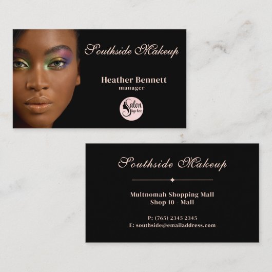 Elegant Minimal Black Makeup Artist Business  Visitekaartje (Voorkant / Achterkant)