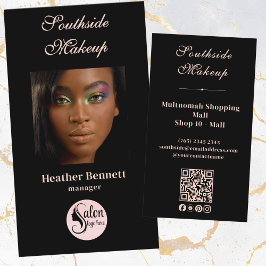 Elegant Minimal Black Makeup Artist QR Business  Visitekaartje