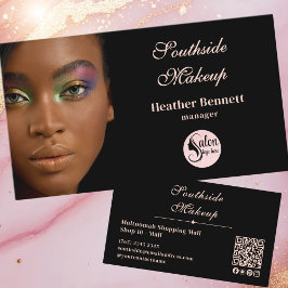 Elegant Minimal Black Makeup Artist QR Business  Visitekaartje