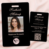 Elegant Minimal Black Makeup  Business Employee Badge