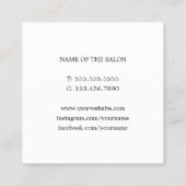 Elegant Minimal Black Scissors Haarstylist Vierkante Visitekaartje (Achterkant)