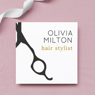 Elegant Minimal Black Scissors Haarstylist Vierkante Visitekaartje