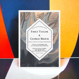 Elegant Minimal Black Terracotta Abstract Wedding Kaart