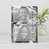 Elegant Minimal Black & White 2 Photos Double Grad Kaart (Staand voorkant)