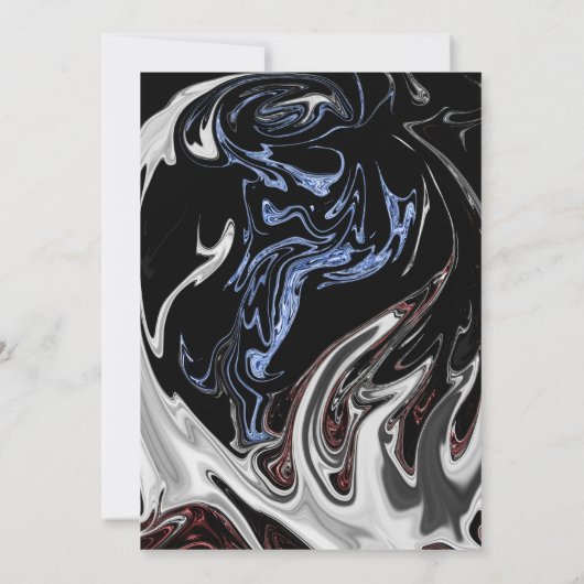 Elegant Minimal Black White Blue Abstract Wedding Kaart (Achterkant)