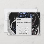 Elegant Minimal Black White Blue Abstract Wedding RSVP Kaartje (Voorkant)