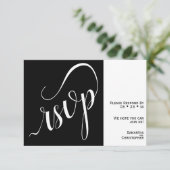 Elegant Minimal Black & White Calligraphy Wedding RSVP Kaartje (Staand voorkant)