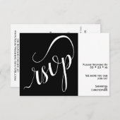 Elegant Minimal Black & White Calligraphy Wedding RSVP Kaartje (Voorkant / Achterkant)