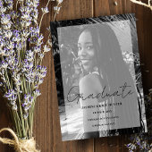 Elegant Minimal Black & White Photo Graduation Kaart