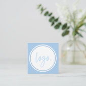ELEGANT MINIMAL BLUE AND WHITE COMPANY LOGO CUSTOM VIERKANTE VISITEKAARTJE (Staand voorkant)