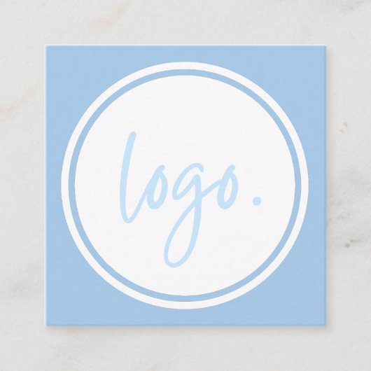 ELEGANT MINIMAL BLUE AND WHITE COMPANY LOGO CUSTOM VIERKANTE VISITEKAARTJE (Voorkant)