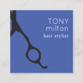 Elegant Minimal Blue Black Scissors Haarstylist Vierkante Visitekaartje (Voorkant)