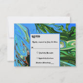 Elegant Minimal Blue Green Abstract Paint Wedding RSVP Kaartje (Voorkant)